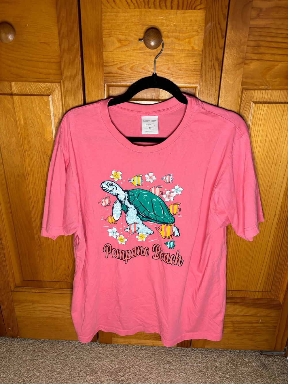 Southern Spirit Pink Graphic Tee with Tropical Turtle